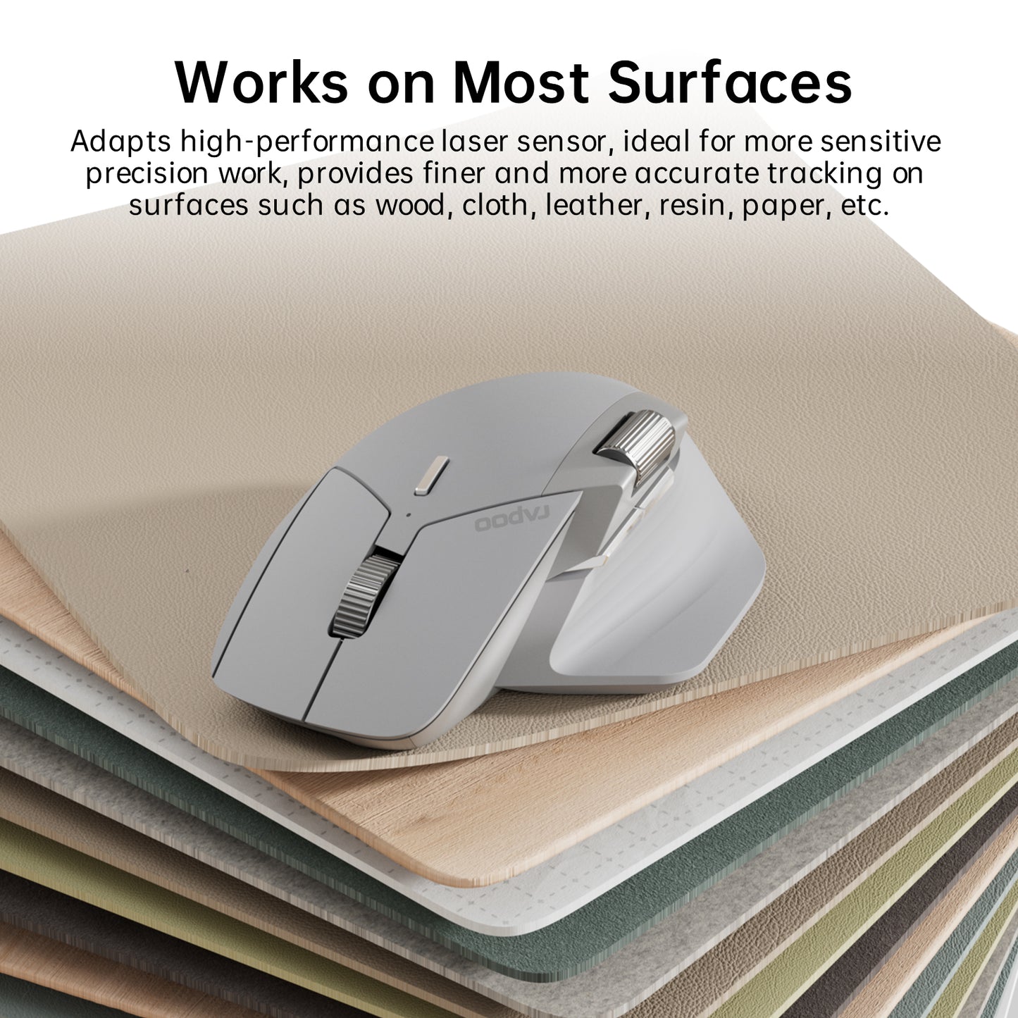 Rapoo MT760 Multi-Device Wireless Mouse, Bluetooth 5.0 and 2.4G Multi-Mode Connection, Up to 4 Devices, 11 Programmable Buttons, 4K DPI, 90 Days Battery Life, PC, Matte Black