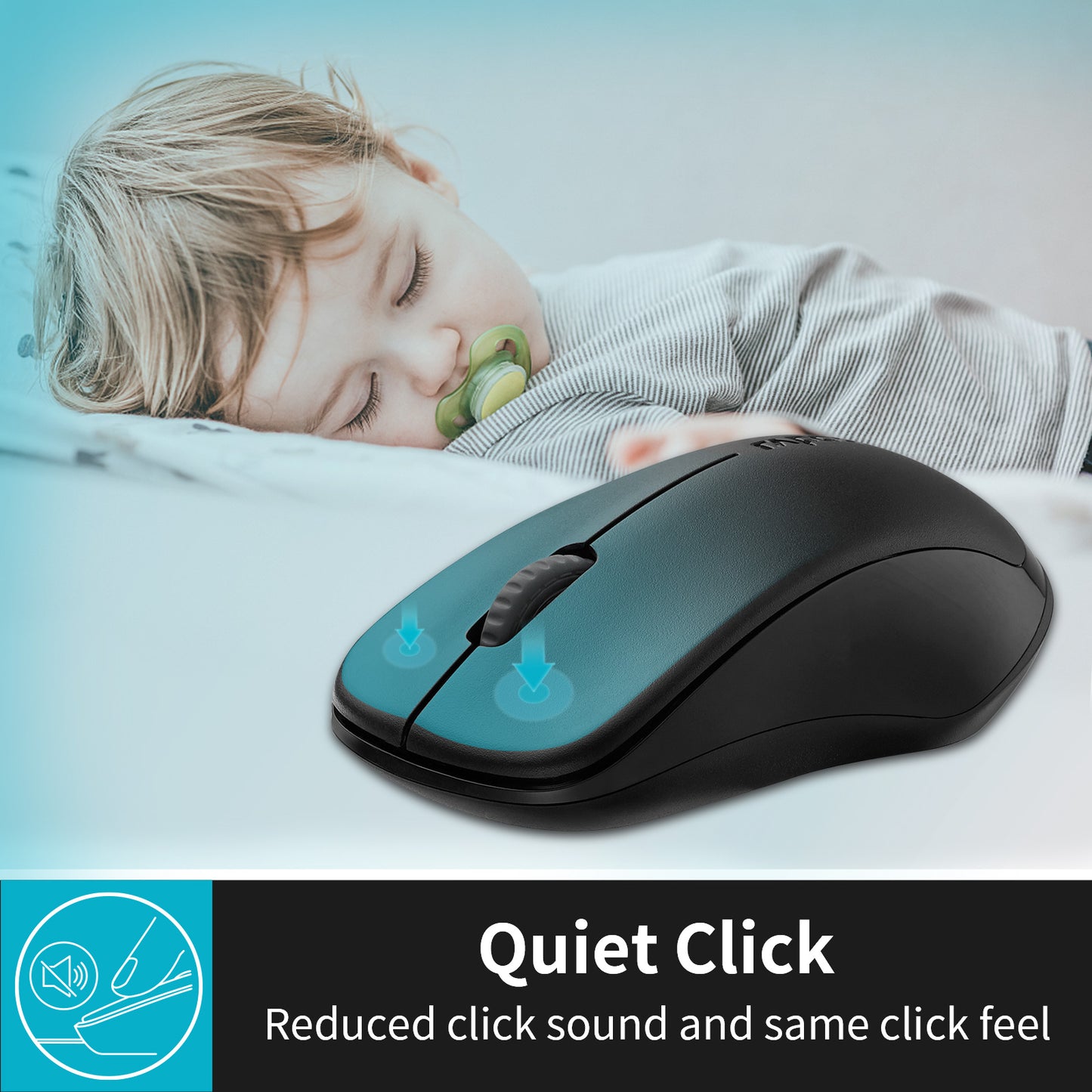 Rapoo 1680 Silent Wireless Mouse, 2.4GHz Cordless Mouse with USB Receiver, 1K DPI, 3 Buttons Computer Mouse with 12M Battery Life, Ambidextrous Computer Mice for PC/Laptop