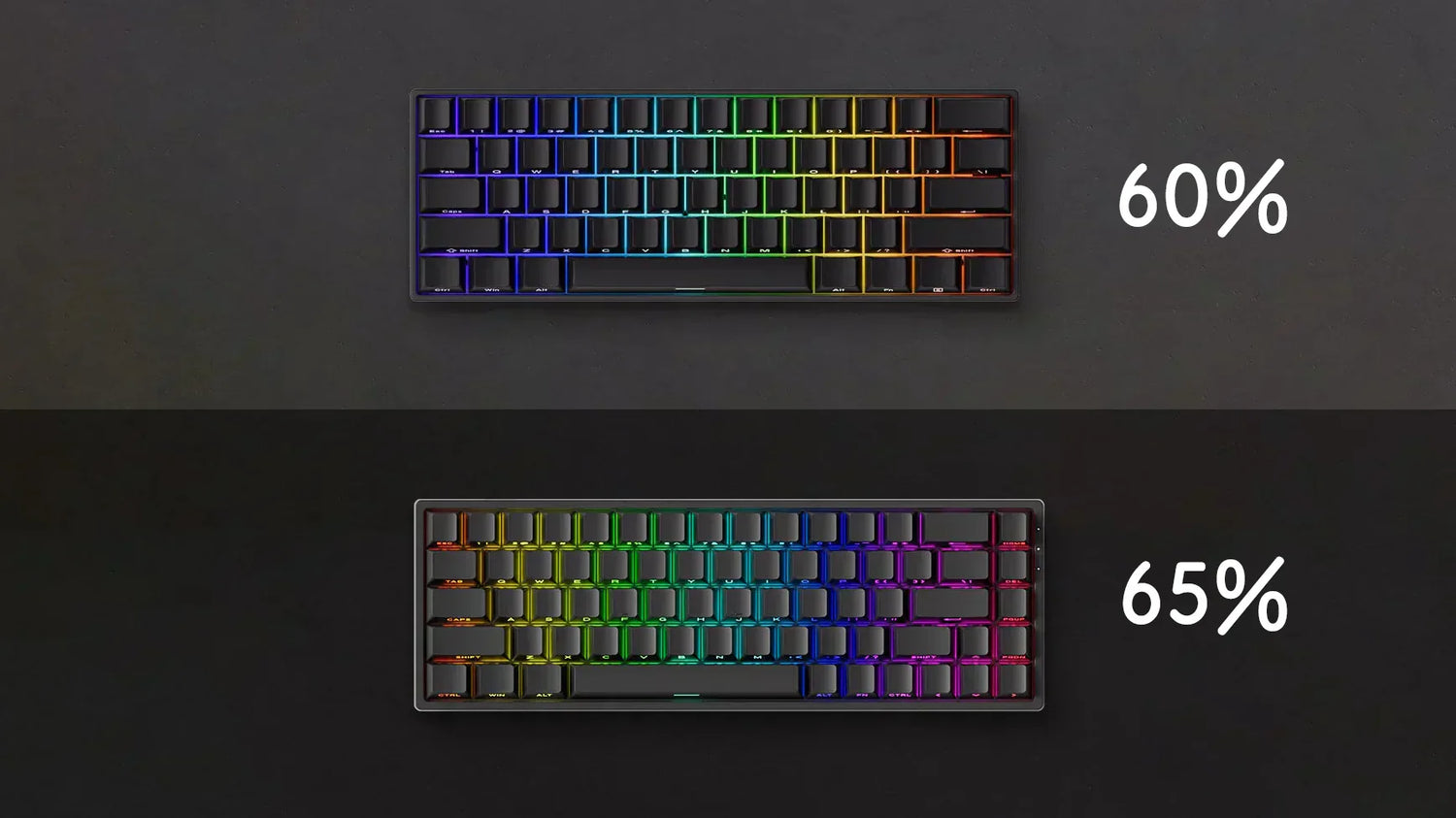 Compare 60 vs 65 keyboard layouts