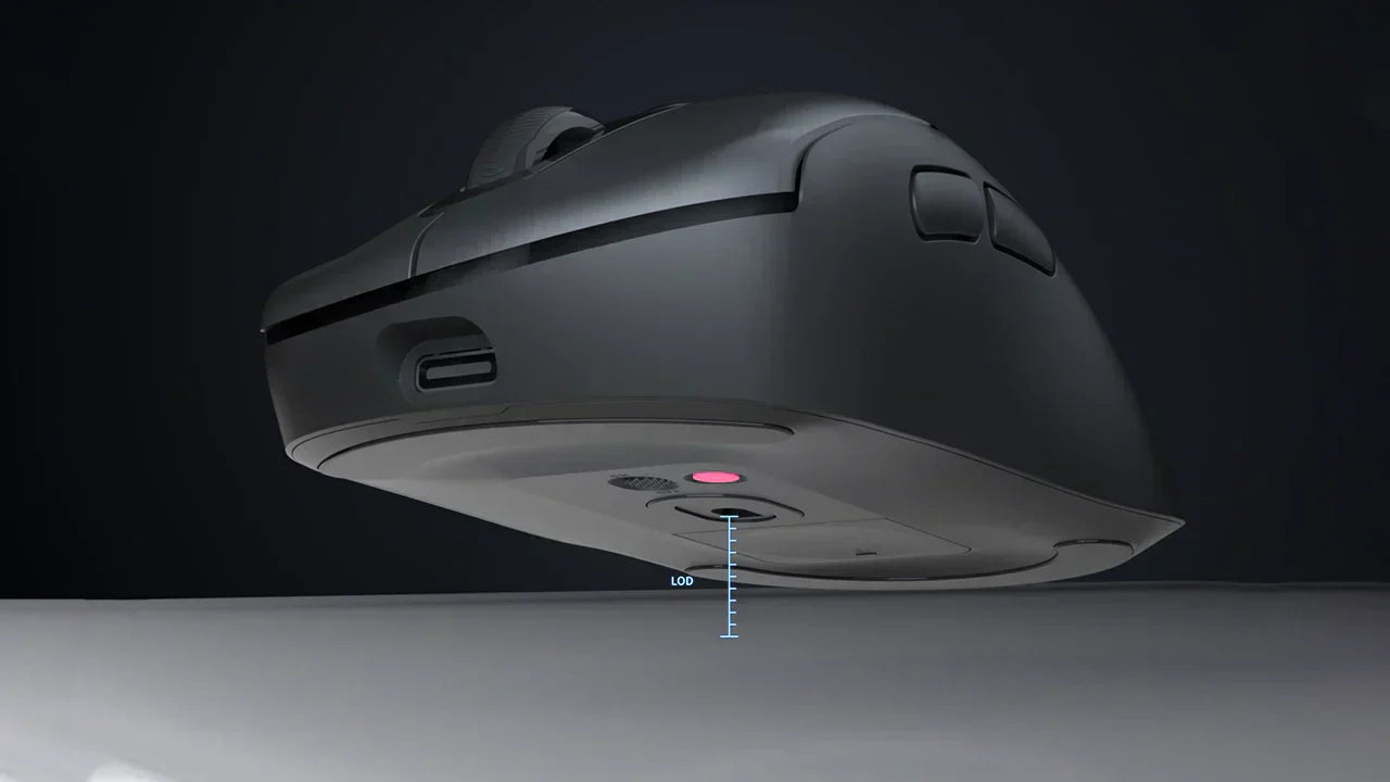 Mouse LOD illustration showing lift-off distance between the sensor and the surface