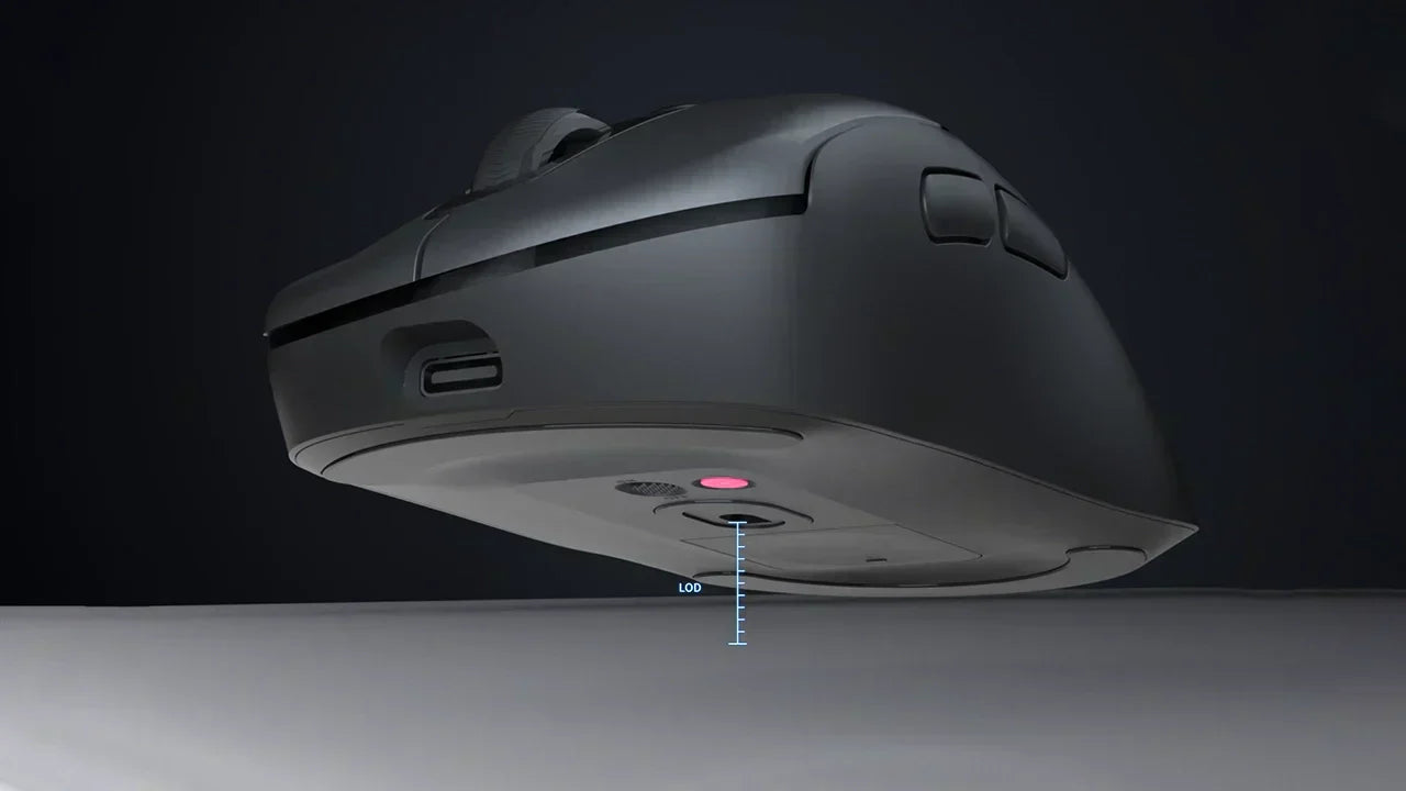 Mouse LOD illustration showing lift-off distance between the sensor and the surface