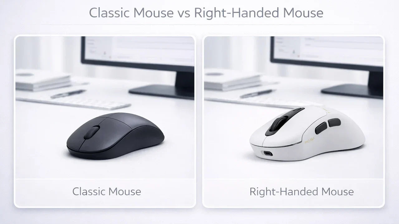 Classic mouse vs right-handed mouse design comparison
