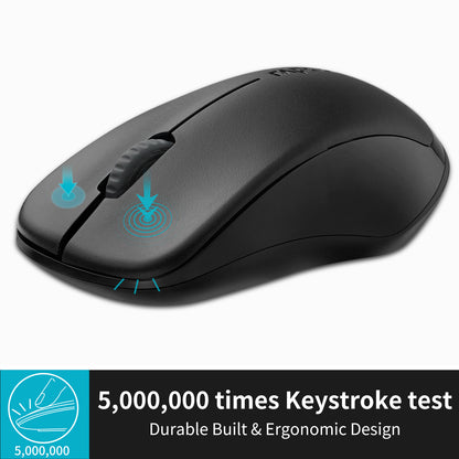 Rapoo 1680 Silent Wireless Mouse, 2.4GHz Cordless Mouse with USB Receiver, 1K DPI, 3 Buttons Computer Mouse with 12M Battery Life, Ambidextrous Computer Mice for PC/Laptop