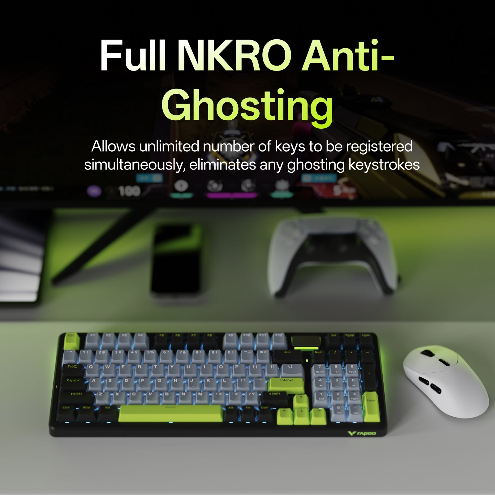 RAPOO VT2 Max Gen-2 & V700-98 Gaming Combo with P5 Charging Dock