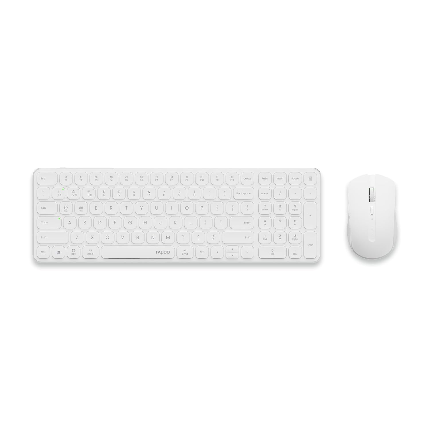 Rapoo 9350S US Wireless Keyboard & Mouse Combo – Bluetooth 4.0/5.0, 2.4GHz, 99-Key Layout, 800-2400 DPI, Aluminum Alloy, FN Hotkeys, 230/240h Battery
