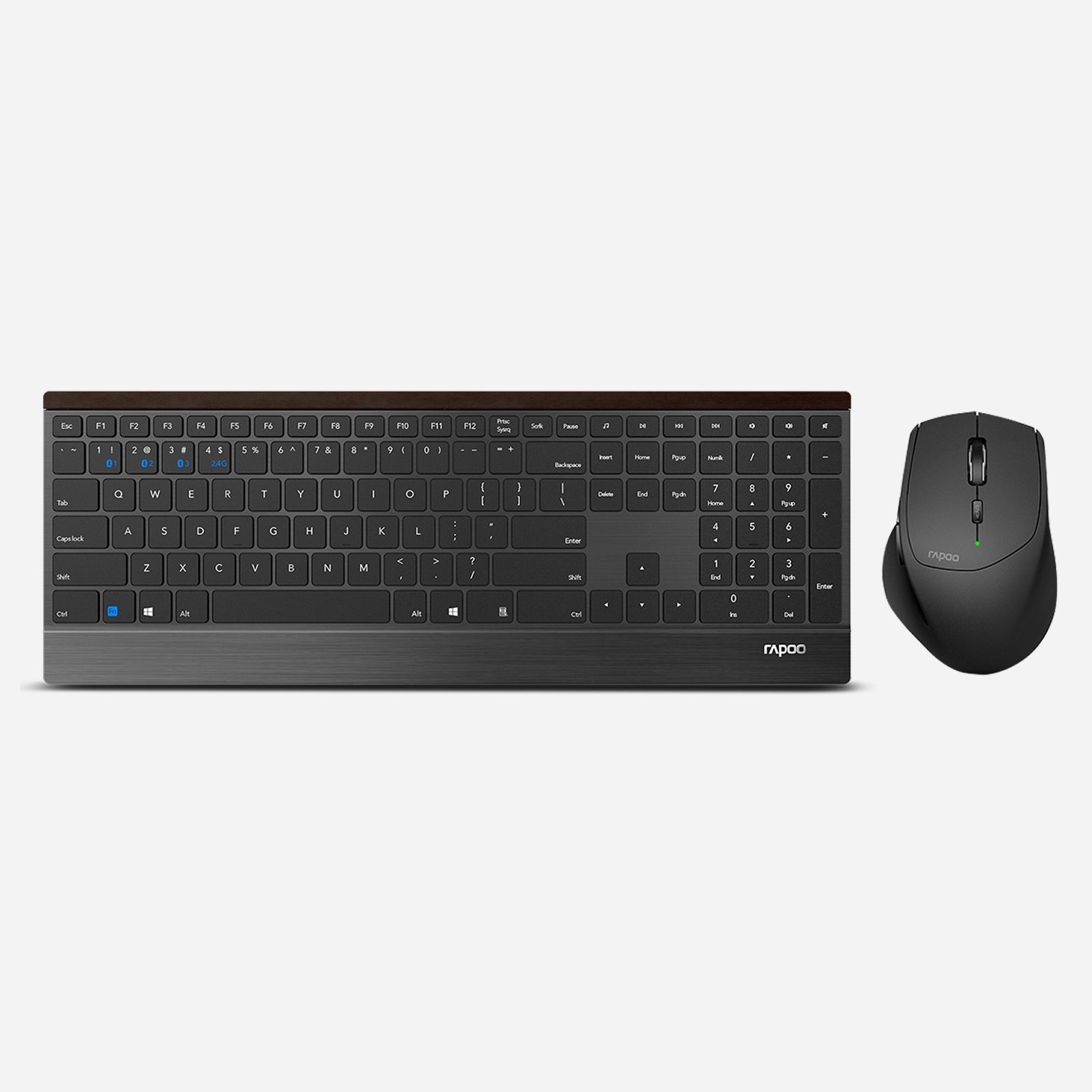 Rapoo 9500M Multi-Device Wireless Keyboard and Mouse Combo, Portable Ultra-Thin Keyboard and Mouse Set, Wireless Keyboard Mouse Combo for Windows/Mac/Linux/Chrome/Android