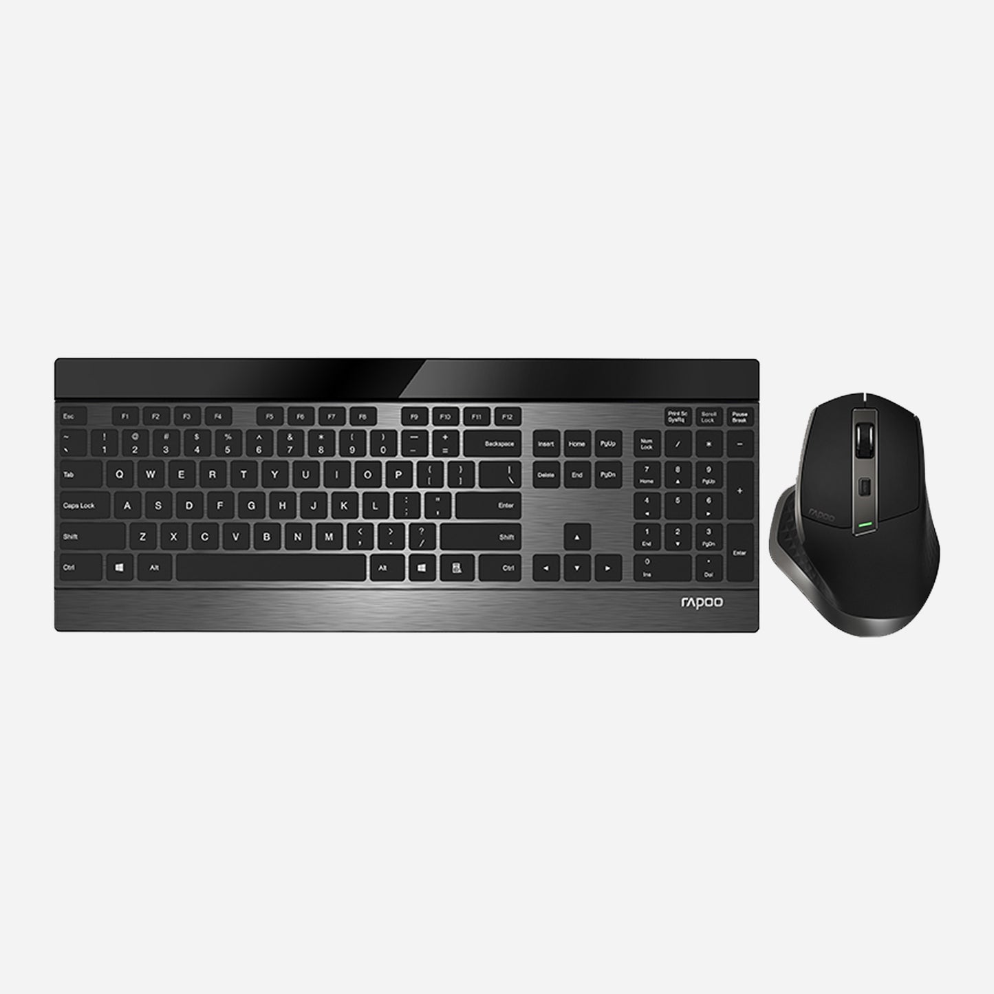 Rapoo 9900M Wireless Keyboard and Laser Mouse Combo, Multi-Device Keyboard and Mouse Set, Support 4 Devices, 0.16-Inch Ultra-Thin, Bluetooth + 2.4GHz Tri-Mode Wireless for Windows/Mac/Linux/Chrome