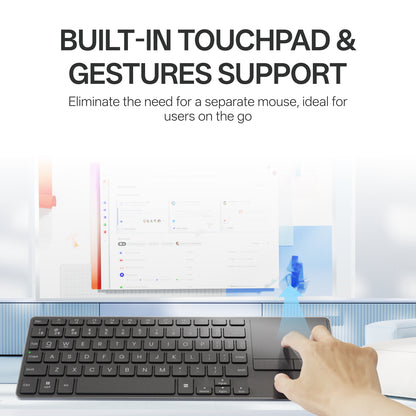 Rapoo E900T Portable Wireless Keyboard with Touchpad, Multi-Device HTPC Keyboard for PC-connected TV/Tablet/Steam Deck/Gaming Console/Raspberry Pi/Mini PC - Support Touch Gestures for Windows & Mac