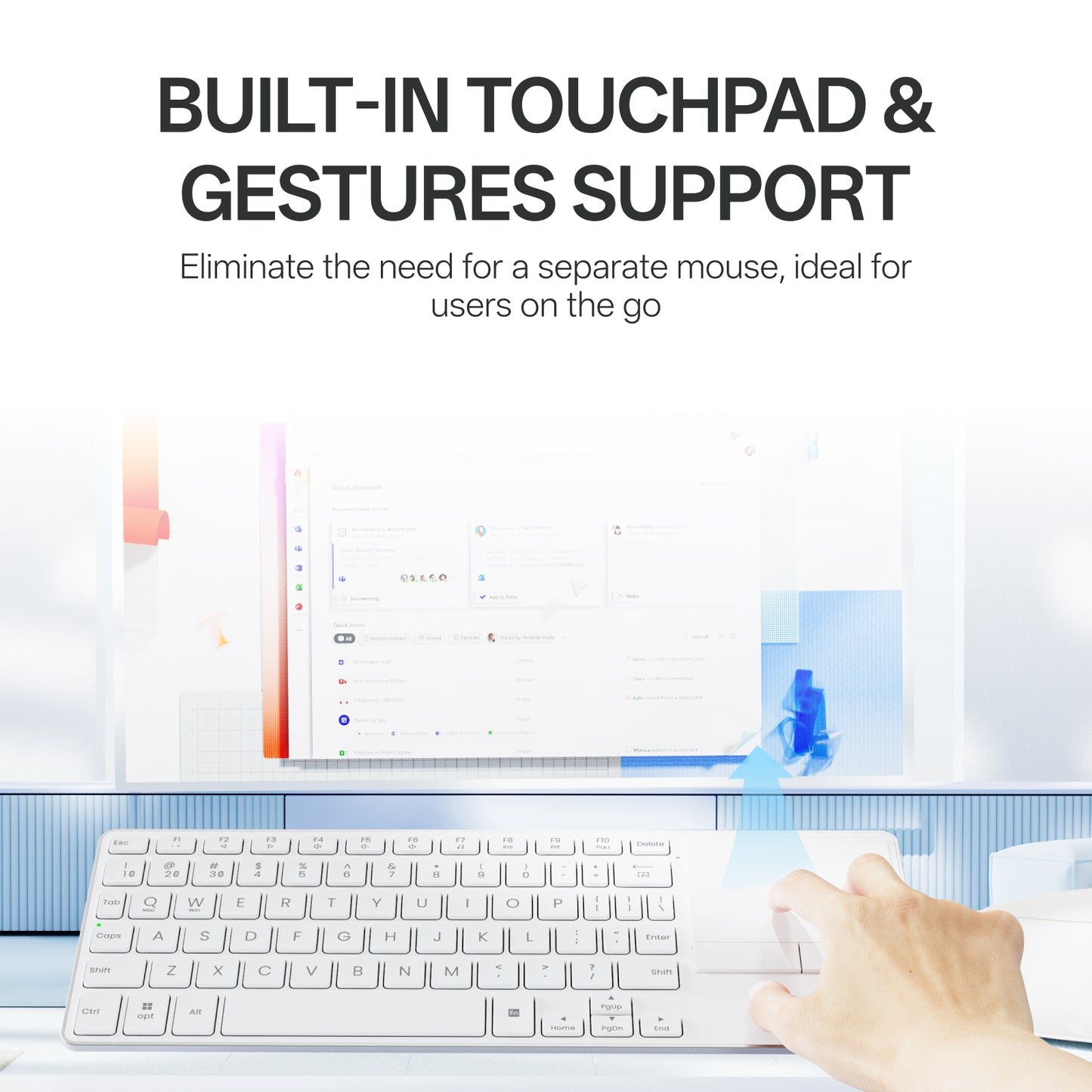 Rapoo E900T Portable Wireless Keyboard with Touchpad, Multi-Device HTPC Keyboard for PC-connected TV/Tablet/Steam Deck/Gaming Console/Raspberry Pi/Mini PC - Support Touch Gestures for Windows & Mac