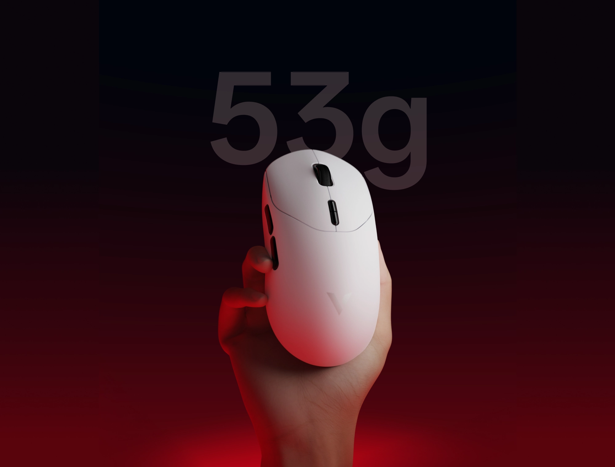 Rapoo VT2 Max Gen 2 wireless gaming mouse in sleek withe, featuring a professional ergonomic design for right-handed gamers.