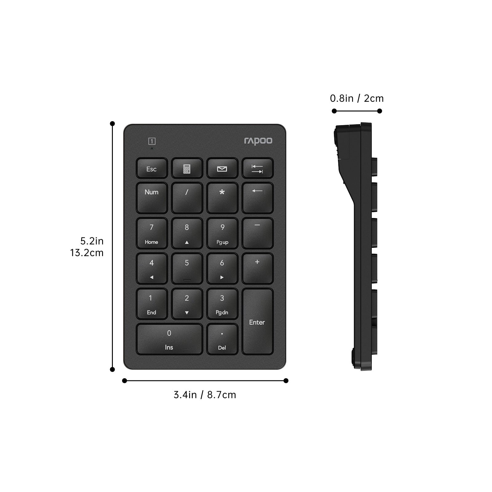 Rapoo K50 Wireless Number Pad, 2.4G Speed Data Entry 22-Key Numeric Keypad with Calculator for Windows PC/Laptop/Desktop/Notebook