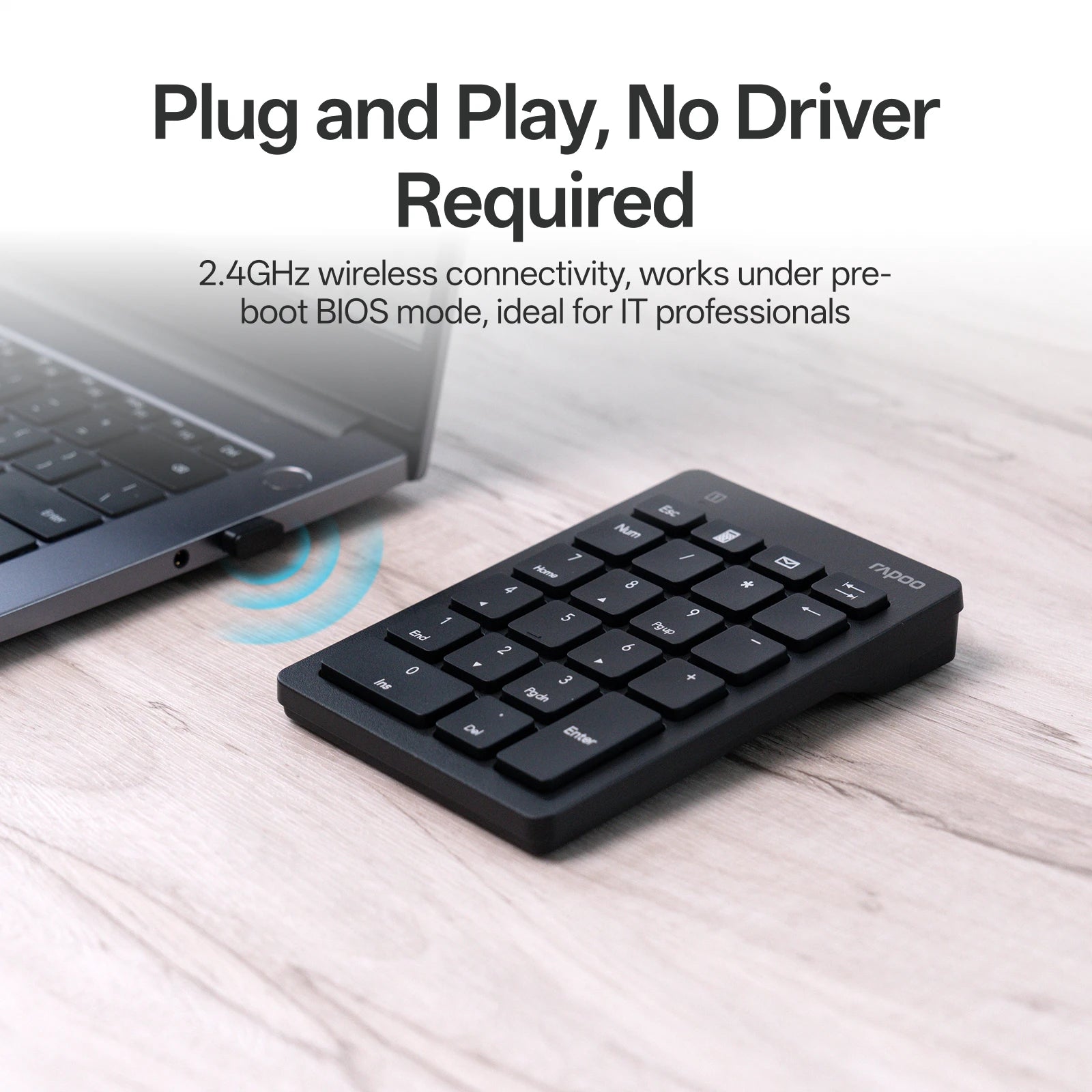 Rapoo K50 Wireless Number Pad, 2.4G Speed Data Entry 22-Key Numeric Keypad with Calculator for Windows PC/Laptop/Desktop/Notebook