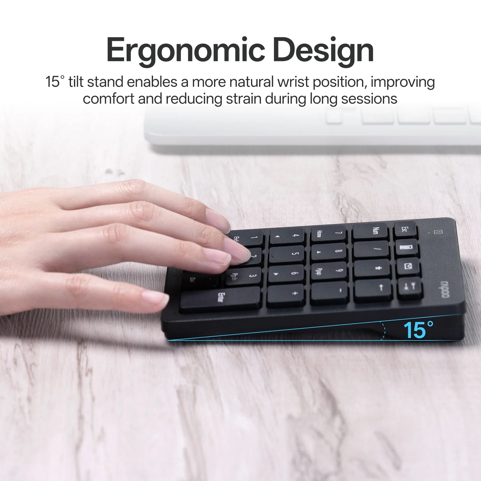 Rapoo K50 Wireless Number Pad, 2.4G Speed Data Entry 22-Key Numeric Keypad with Calculator for Windows PC/Laptop/Desktop/Notebook