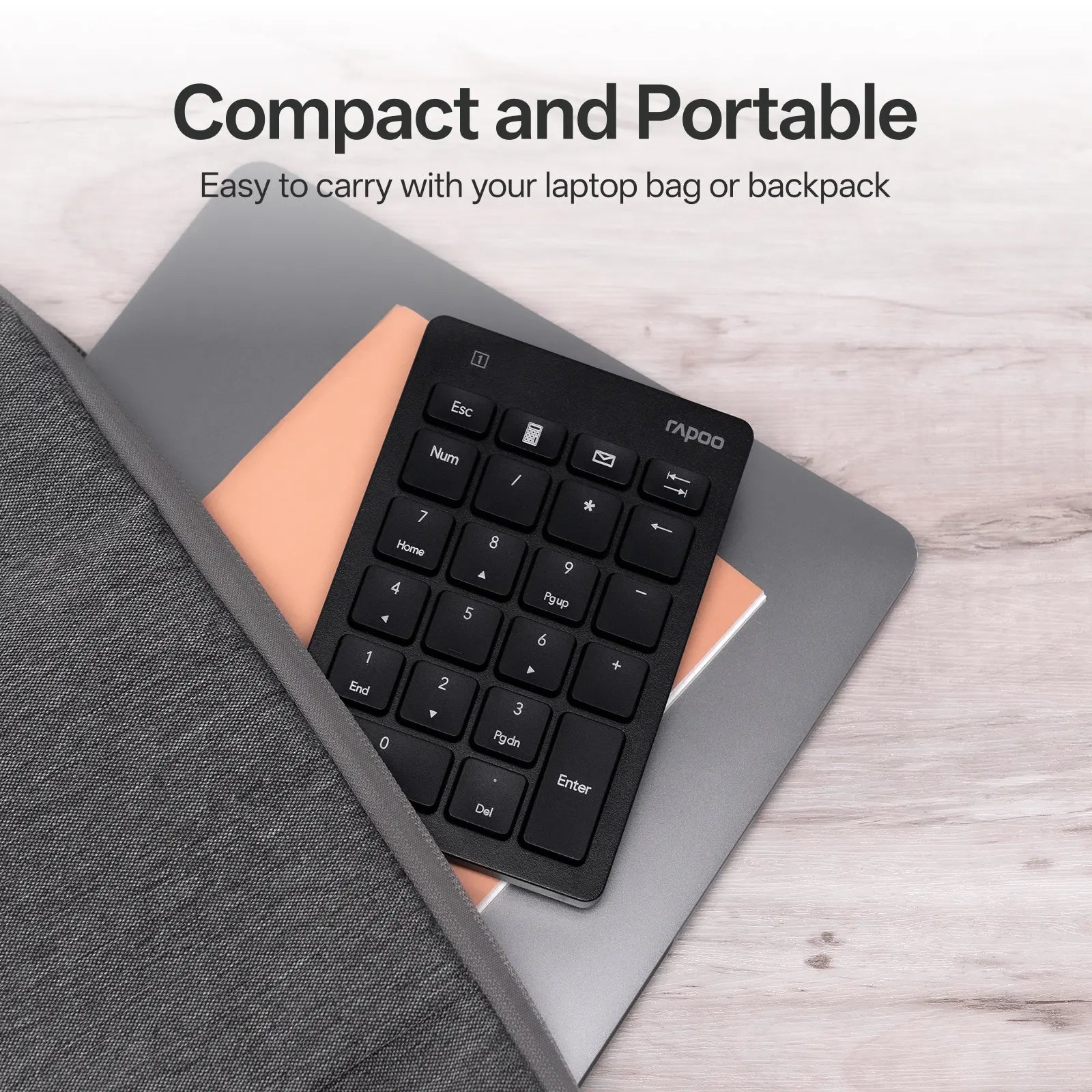 Rapoo K50 Wireless Number Pad, 2.4G Speed Data Entry 22-Key Numeric Keypad with Calculator for Windows PC/Laptop/Desktop/Notebook