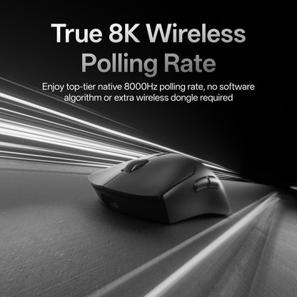 Rapoo VT7 MAX Wireless Gaming Mouse, True 8K Wireless Polling Rate, 53g Lightweight, Up to 500 Hr Battery, Nordic nRF54L15 MCU, 120-Million Optical Switch, 10 Programmable Buttons, Macro Enabled