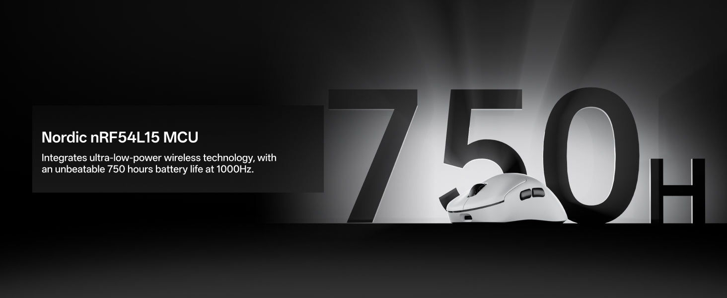 RAPOO VT3S Max Gen-2 gaming mouse highlighting 750 hours of battery life for long wireless sessions