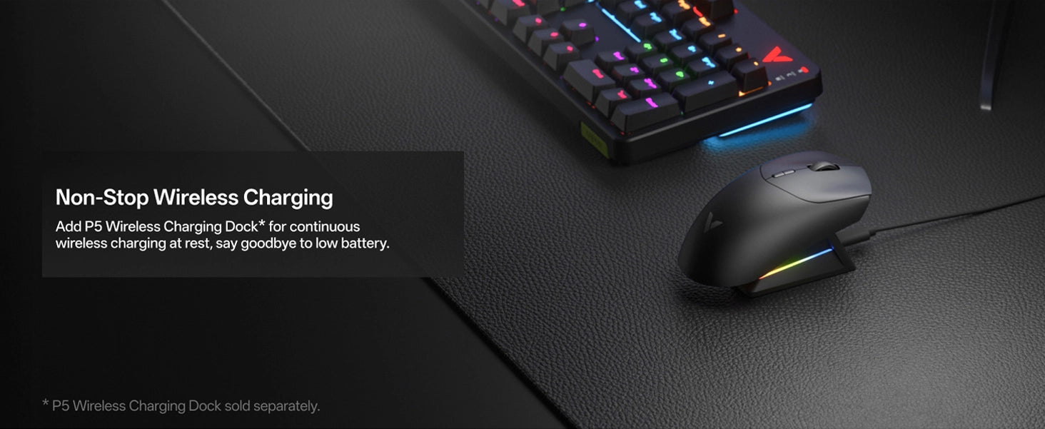 RAPOO VT7 Series Gen-2 wireless gaming mouse with built-in wireless charging and clean dock-ready design